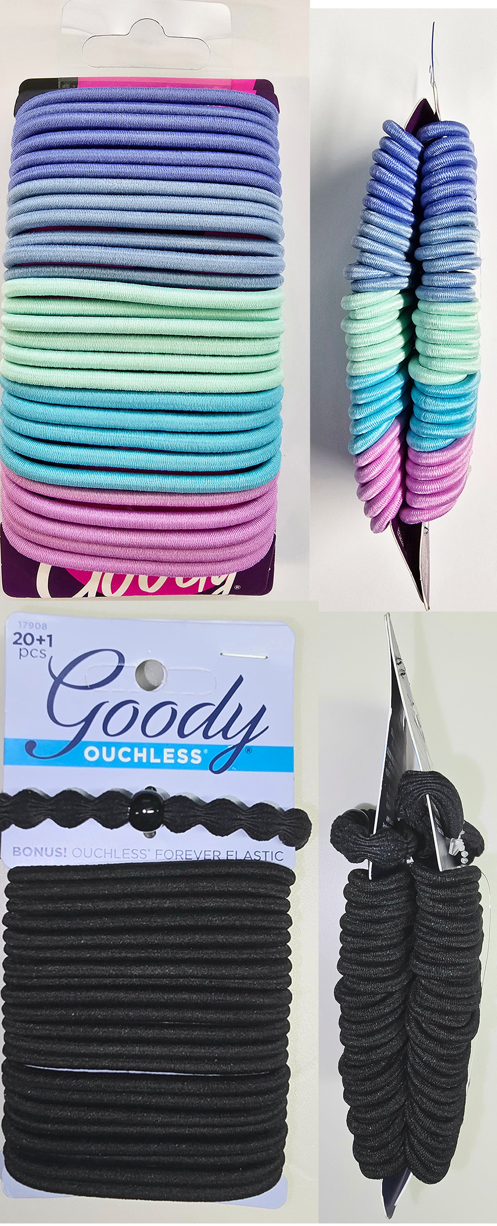 ITEM # 3002172 Goody ELASTIC BUNDLE ASSORTMENT 56CT MULTI W/40+2 CT BLACK - PACK 24